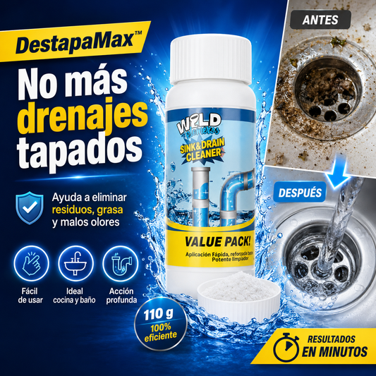 DestapaMax™ Polvo Limpiador De Drenaje (Pack 3 Unidades)